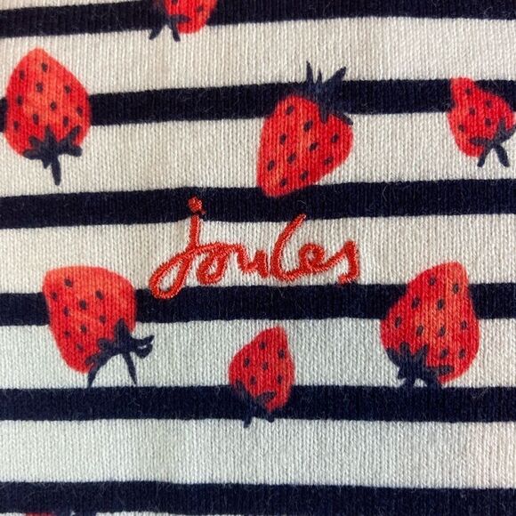Joules NWOT heavy cotton sailor shirt w/pink strawberries French chic - Picture 5 of 11